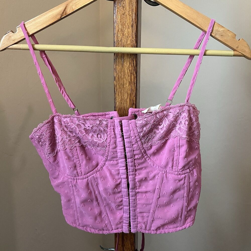 Pacsun LA HEARTS Pink Coquette Bustier Corset Top Crop Size Small